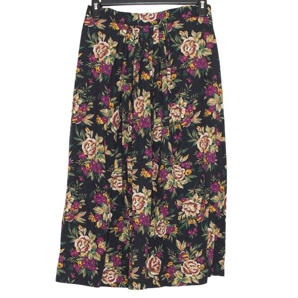 Vintage Skirt Floral Cottage Whimsigoth Romantic Goth Prairie Dark Maxi Black 14 - Picture 5 of 5